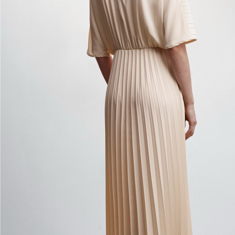Mango Cream Pleated Maxi Dress - Picture 4 of 6